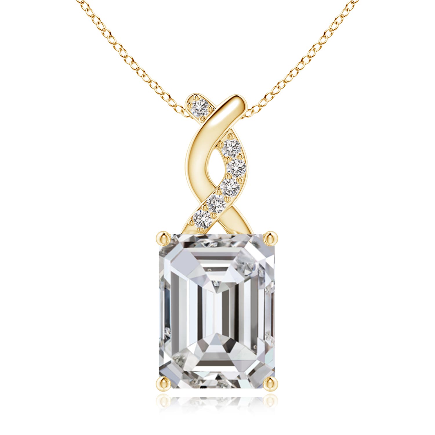Angara 3.56 CTW Diamond Pendant with Entwined Bale in 18K Yellow Gold