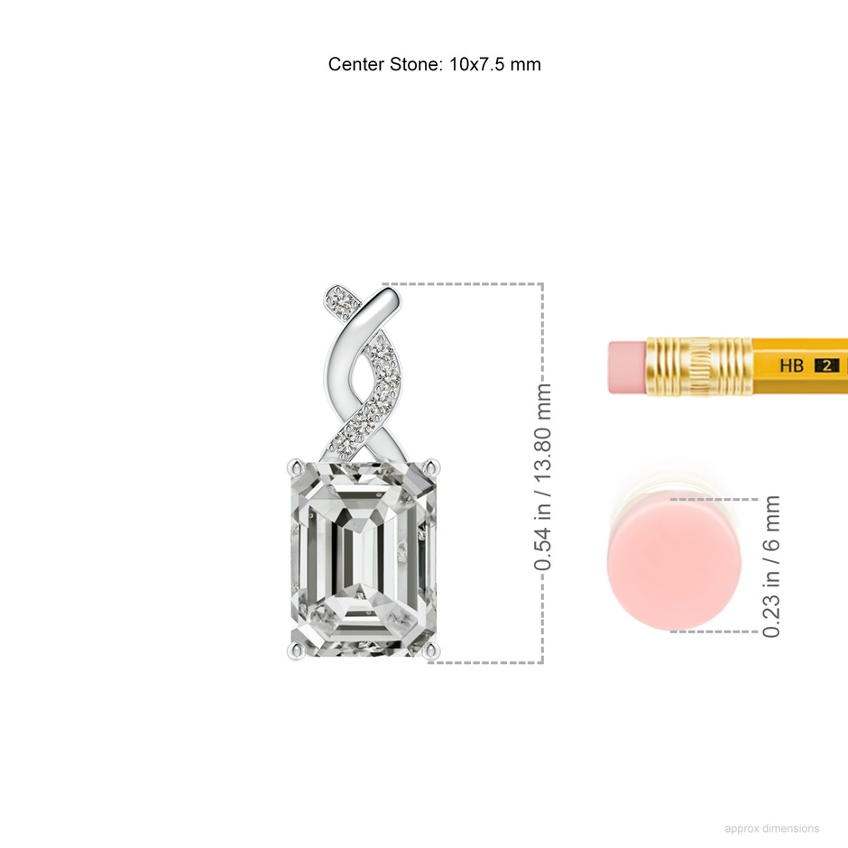 10x7.5mm KI3 Diamond Pendant with Entwined Bale in S999 Silver ruler