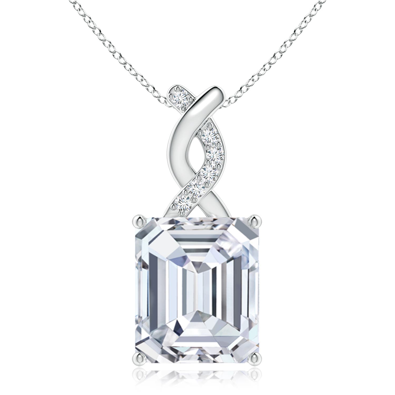 Angara 4.06 CTW Diamond Pendant with Entwined Bale in 18K White Gold