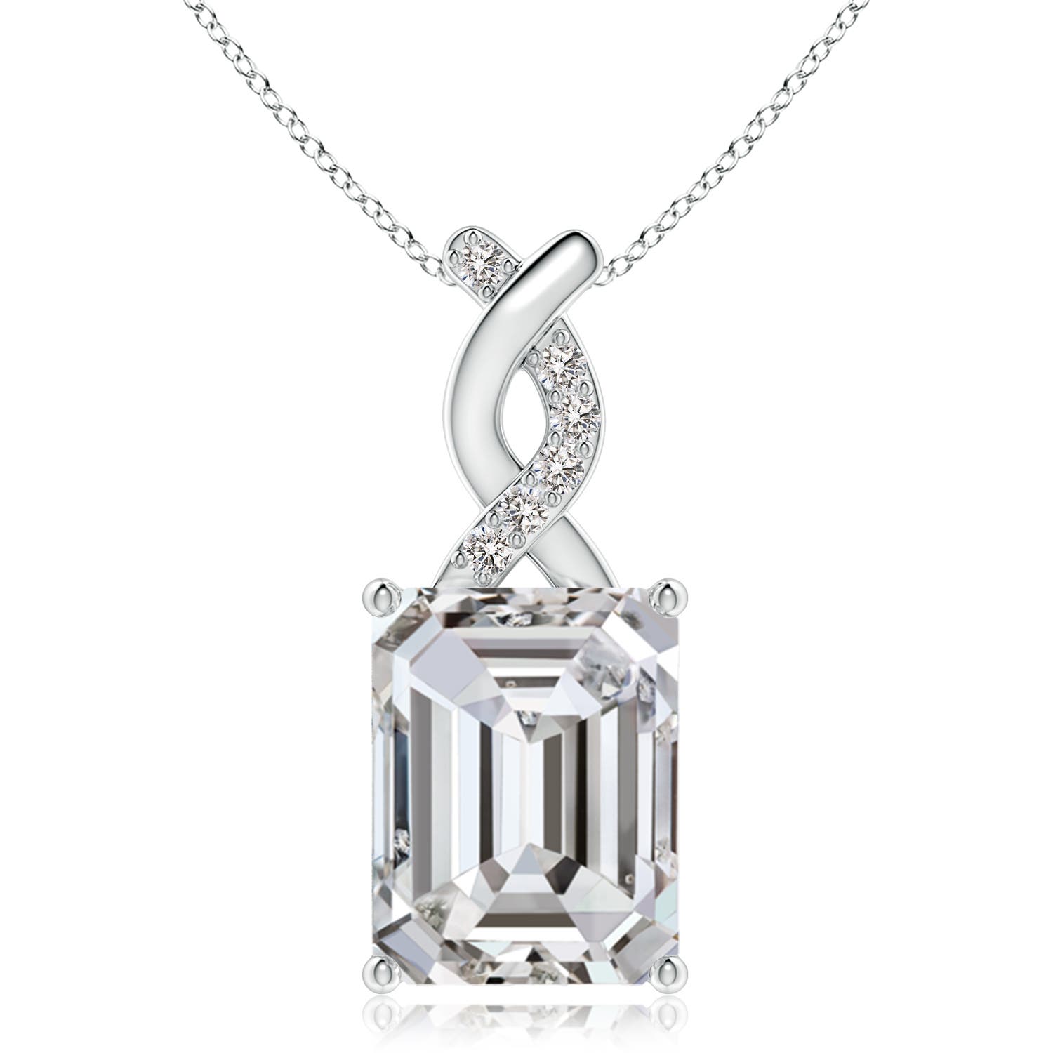 Angara 5.07 CTW Diamond Pendant with Entwined Bale in 18K White Gold