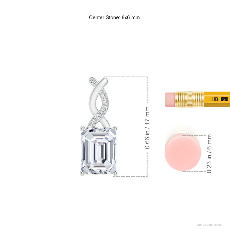 8x6mm HSI2 Diamond Pendant with Entwined Bale in P950 Platinum ruler
