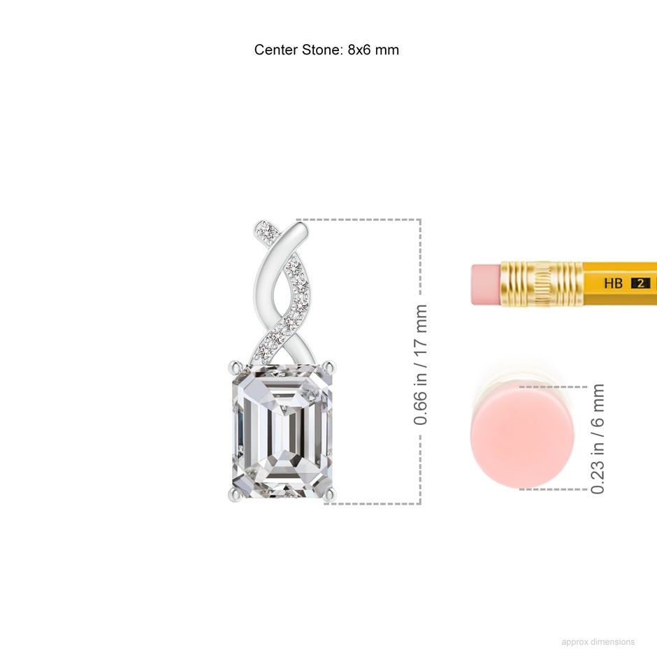 8x6mm IJI1I2 Diamond Pendant with Entwined Bale in P950 Platinum ruler