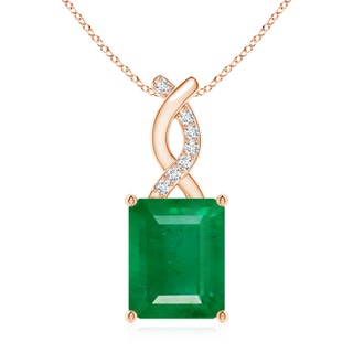 10x8mm AA Emerald Pendant with Diamond Entwined Bale in Rose Gold