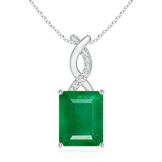 10x8mm AA Emerald Pendant with Diamond Entwined Bale in S999 Silver