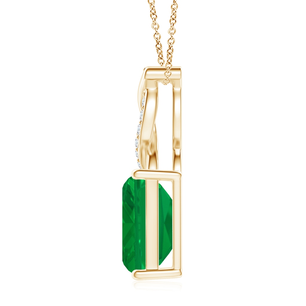 10x8mm AA Emerald Pendant with Diamond Entwined Bale in Yellow Gold Side 199