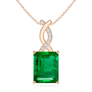 10x8mm AAA Emerald Pendant with Diamond Entwined Bale in 9K Rose Gold