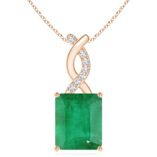 12x10mm A Emerald Pendant with Diamond Entwined Bale in 9K Rose Gold