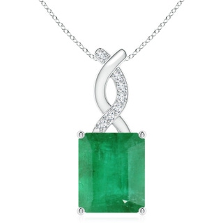 12x10mm A Emerald Pendant with Diamond Entwined Bale in S999 Silver