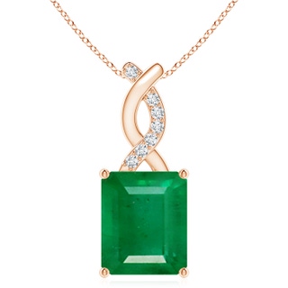 12x10mm AA Emerald Pendant with Diamond Entwined Bale in Rose Gold