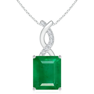 12x10mm AA Emerald Pendant with Diamond Entwined Bale in S999 Silver