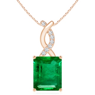 12x10mm AAA Emerald Pendant with Diamond Entwined Bale in Rose Gold