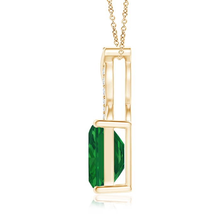 8x6mm AAA Emerald Pendant with Diamond Entwined Bale in Yellow Gold Side 199
