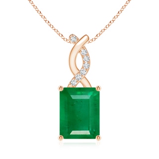 9x7mm AA Emerald Pendant with Diamond Entwined Bale in Rose Gold