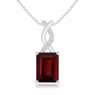 8x6mm AAA Garnet Pendant with Diamond Entwined Bale in White Gold