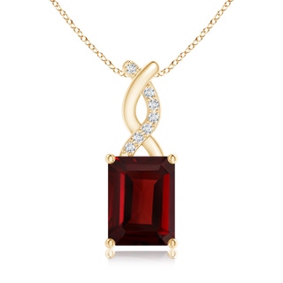 8x6mm AAA Garnet Pendant with Diamond Entwined Bale in Yellow Gold