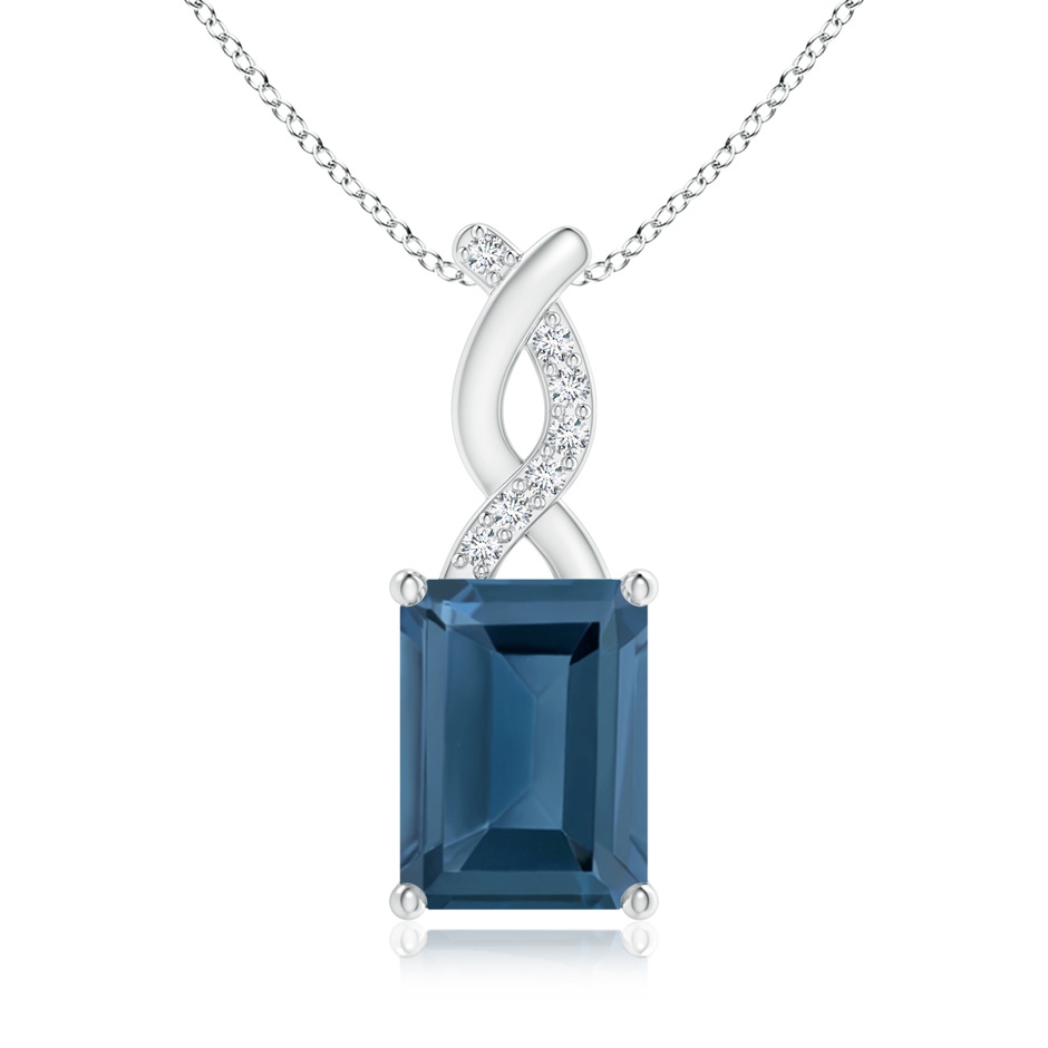 8x6mm A London Blue Topaz Pendant with Diamond Entwined Bale in S999 Silver 