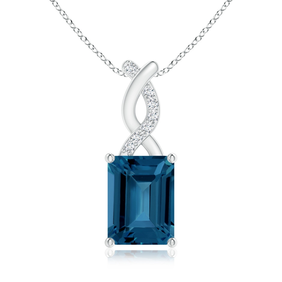 8x6mm AAA London Blue Topaz Pendant with Diamond Entwined Bale in White Gold 