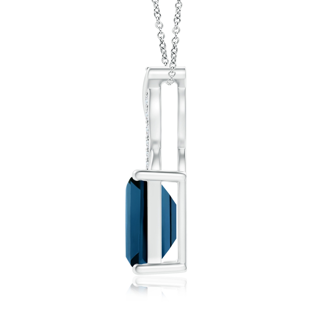 8x6mm AAAA London Blue Topaz Pendant with Diamond Entwined Bale in White Gold Product Image