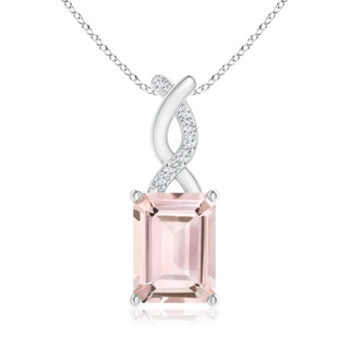 8x6mm AA Morganite Pendant with Diamond Entwined Bale in S999 Silver