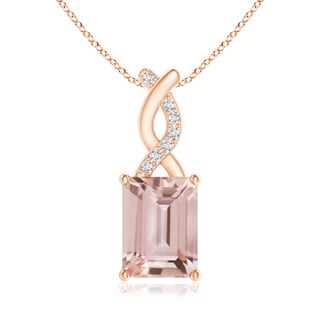 8x6mm AAA Morganite Pendant with Diamond Entwined Bale in Rose Gold