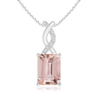 8x6mm AAA Morganite Pendant with Diamond Entwined Bale in S999 Silver