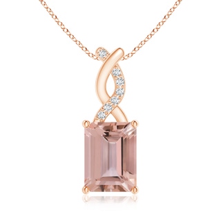 8x6mm AAAA Morganite Pendant with Diamond Entwined Bale in Rose Gold