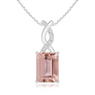 8x6mm AAAA Morganite Pendant with Diamond Entwined Bale in S999 Silver
