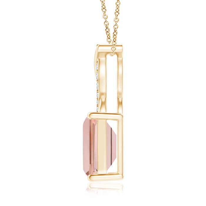 8x6mm AAAA Morganite Pendant with Diamond Entwined Bale in Yellow Gold Product Image