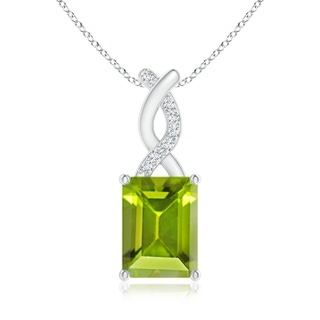 8x6mm AAA Peridot Pendant with Diamond Entwined Bale in S999 Silver