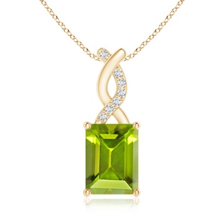 8x6mm AAA Peridot Pendant with Diamond Entwined Bale in Yellow Gold