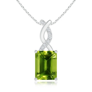 8x6mm AAAA Peridot Pendant with Diamond Entwined Bale in White Gold