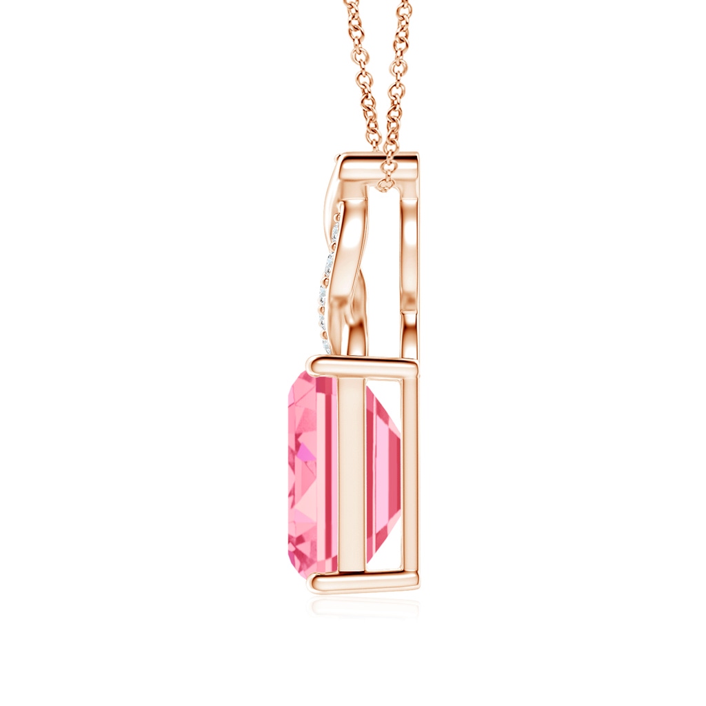 7x5mm AAAA Fancy Intense Pink Diamond Pendant with Entwined Bale in Rose Gold - side 199