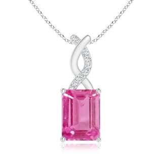 8x6mm AAA Pink Sapphire Pendant with Diamond Entwined Bale in 9K White Gold