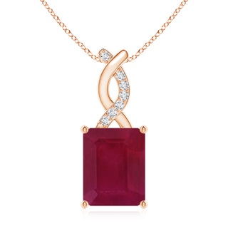 10x8mm A Ruby Pendant with Diamond Entwined Bale in Rose Gold