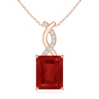 10x8mm AA Ruby Pendant with Diamond Entwined Bale in 10K Rose Gold