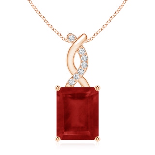10x8mm AA Ruby Pendant with Diamond Entwined Bale in Rose Gold