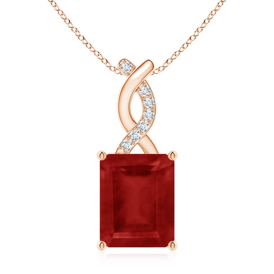 10x8mm AA Ruby Pendant with Diamond Entwined Bale in Rose Gold 