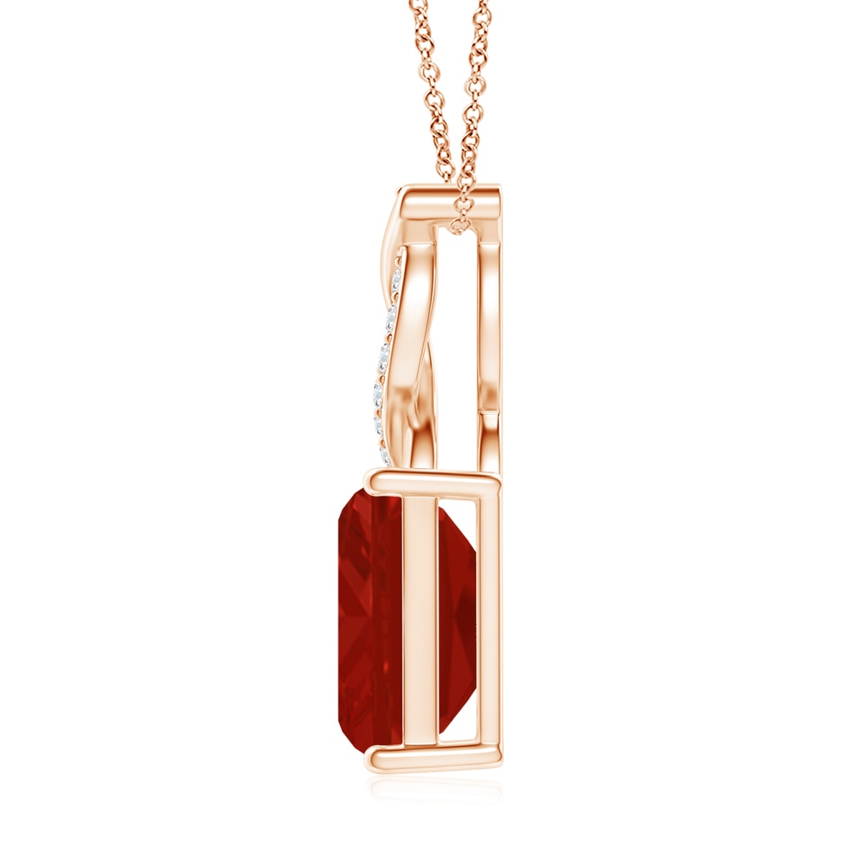 10x8mm AA Ruby Pendant with Diamond Entwined Bale in Rose Gold side 199