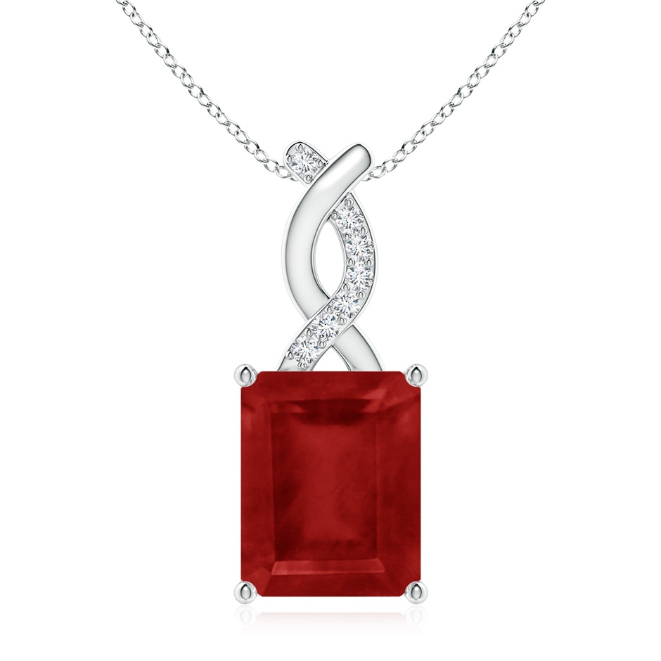 10x8mm AA Ruby Pendant with Diamond Entwined Bale in S999 Silver 