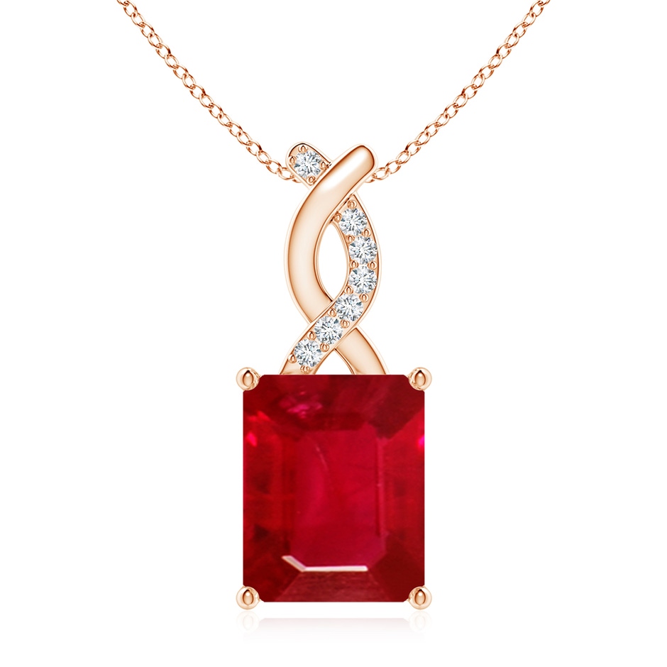 10x8mm AAA Ruby Pendant with Diamond Entwined Bale in 18K Rose Gold 