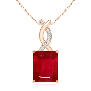 10x8mm AAA Ruby Pendant with Diamond Entwined Bale in 9K Rose Gold