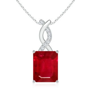 10x8mm AAA Ruby Pendant with Diamond Entwined Bale in S999 Silver