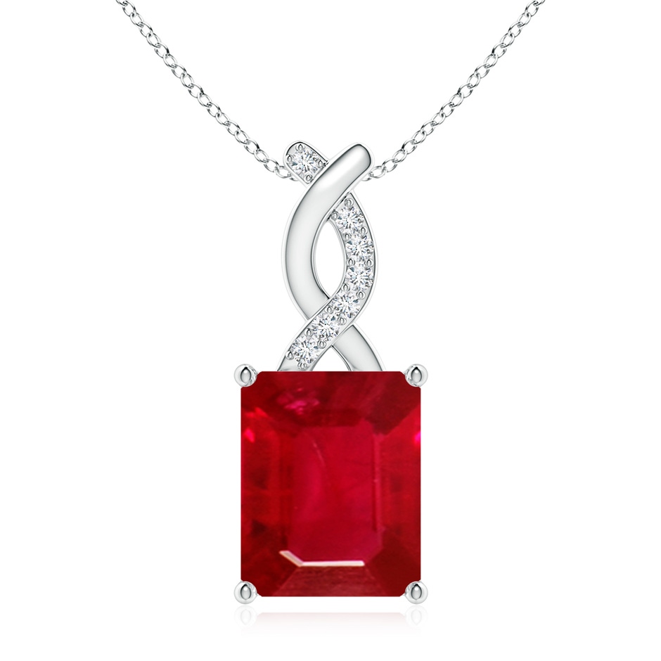 10x8mm AAA Ruby Pendant with Diamond Entwined Bale in S999 Silver 