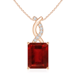10x8mm AAAA Ruby Pendant with Diamond Entwined Bale in 18K Rose Gold