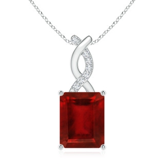 10x8mm AAAA Ruby Pendant with Diamond Entwined Bale in S999 Silver