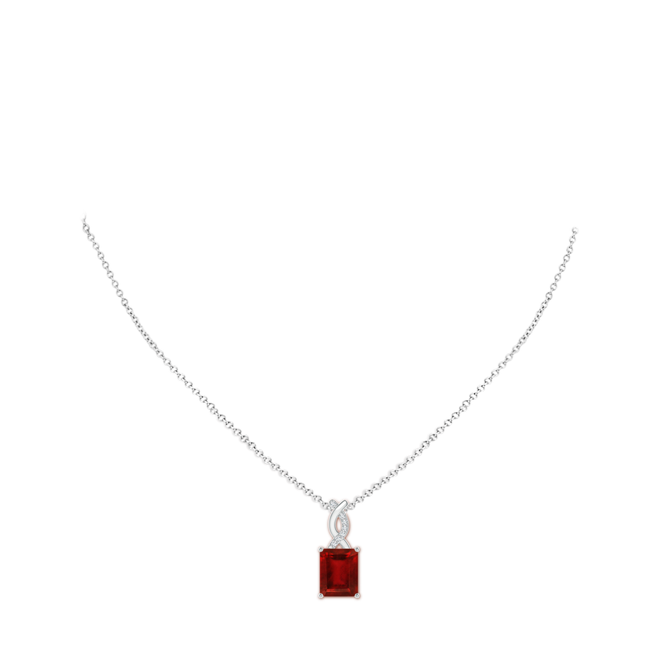 10x8mm AAAA Ruby Pendant with Diamond Entwined Bale in S999 Silver pen