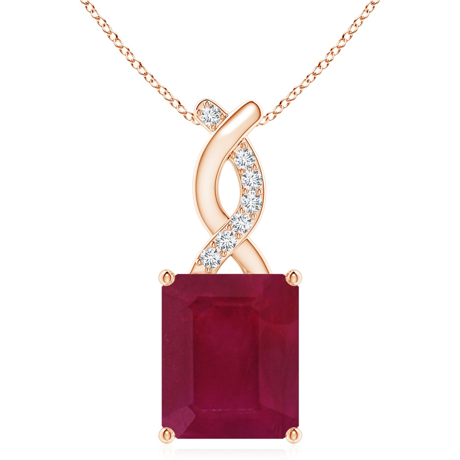 12x10mm A Ruby Pendant with Diamond Entwined Bale in 18K Rose Gold 