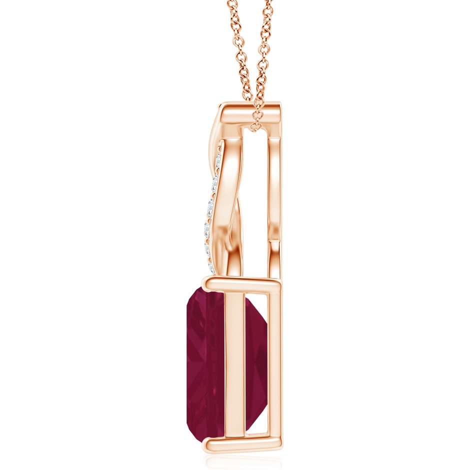 12x10mm A Ruby Pendant with Diamond Entwined Bale in 18K Rose Gold side 199