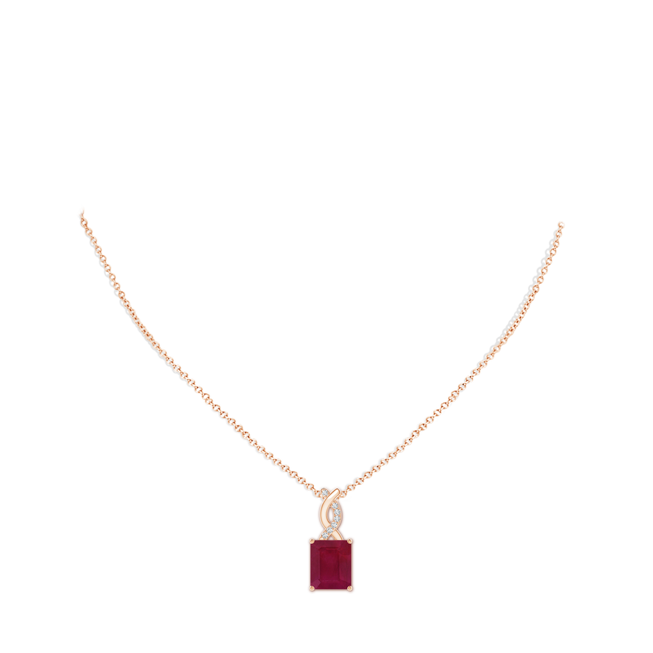 12x10mm A Ruby Pendant with Diamond Entwined Bale in 18K Rose Gold pen