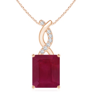 12x10mm A Ruby Pendant with Diamond Entwined Bale in Rose Gold